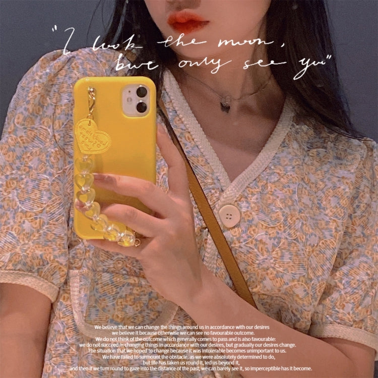 For iPhone 11 Pro Straight Edge TPU Protective Case with Heart Chain
