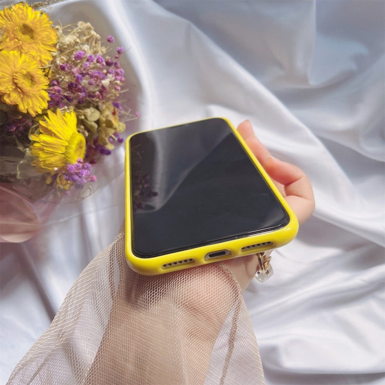 For iPhone 11 Pro Max Straight Edge TPU Protective Case with Heart Chain