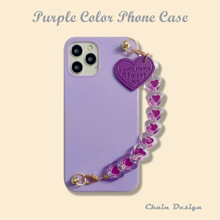 For iPhone 11 Pro Max Straight Edge TPU Protective Case with Heart Chain