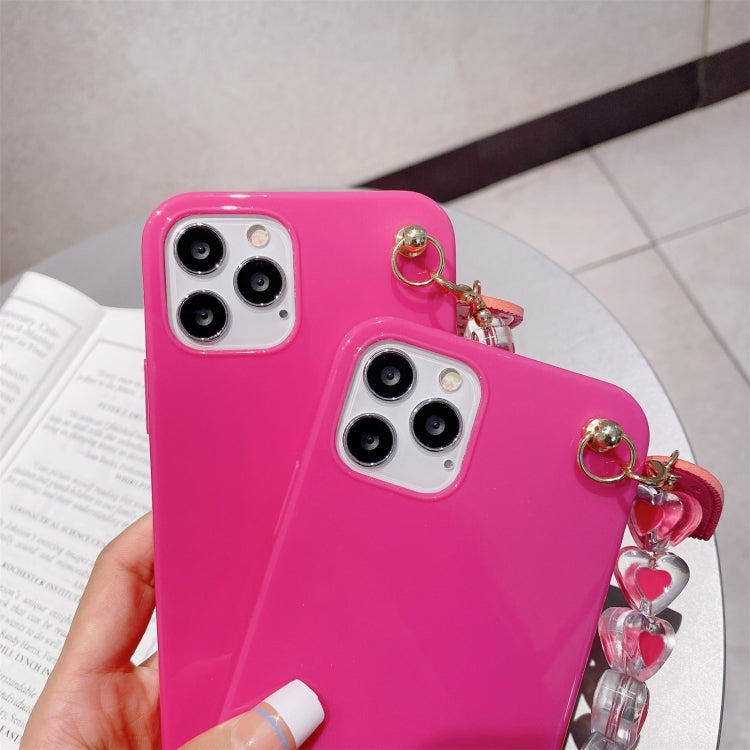 For iPhone 12 / 12 Pro Straight Edge TPU Protective Case with Heart Chain