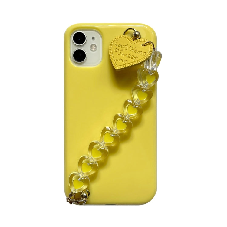 For iPhone 12 / 12 Pro Straight Edge TPU Protective Case with Heart Chain