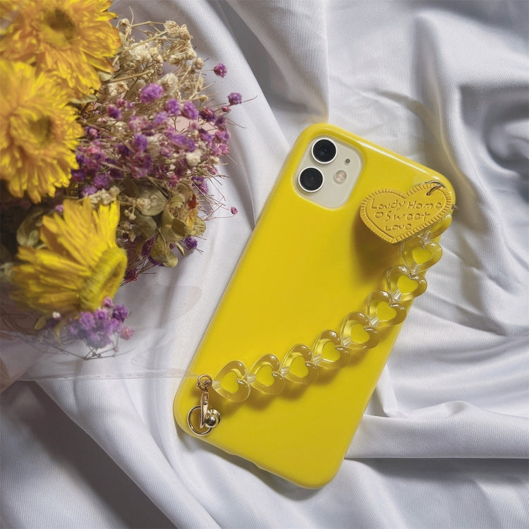 For iPhone 12 / 12 Pro Straight Edge TPU Protective Case with Heart Chain