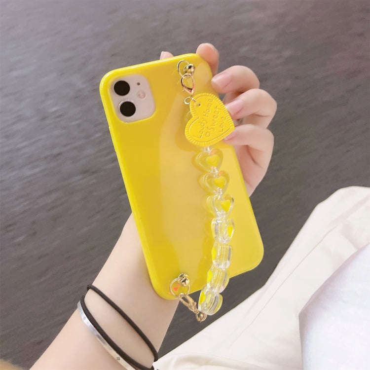 For iPhone 12 / 12 Pro Straight Edge TPU Protective Case with Heart Chain