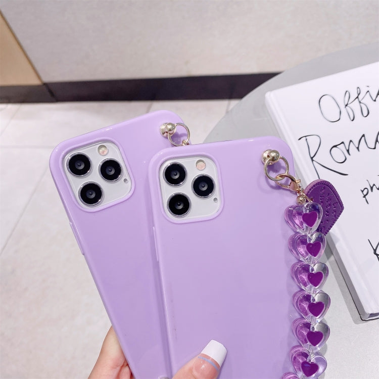 For iPhone 12 / 12 Pro Straight Edge TPU Protective Case with Heart Chain