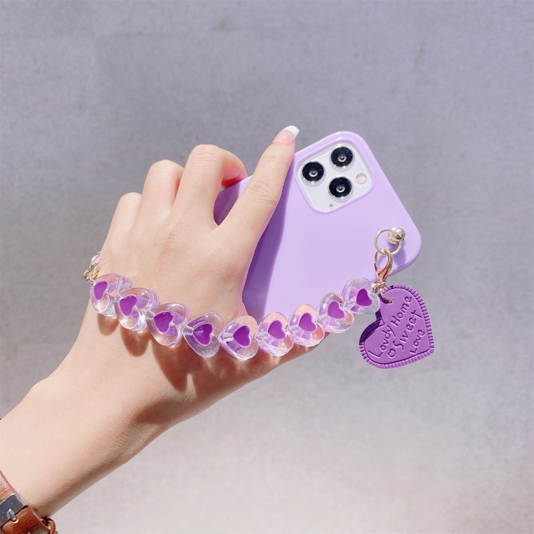 For iPhone 12 / 12 Pro Straight Edge TPU Protective Case with Heart Chain