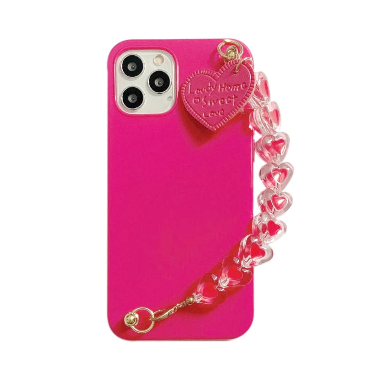 For iPhone 12 Pro Max Straight Edge TPU Protective Case with Heart Chain