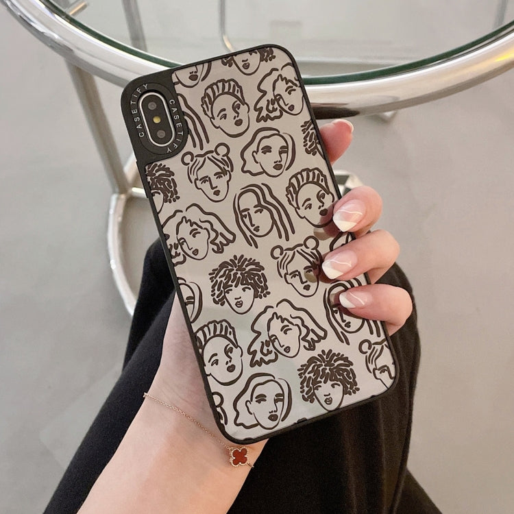 For iPhone XR Mirror Series Abstract Artistic Portrait Protective Case