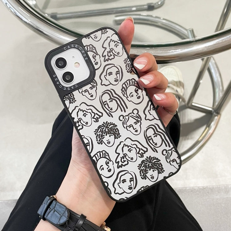 For iPhone 11 Pro Max Mirror Series Abstract Artistic Portrait Protective Case
