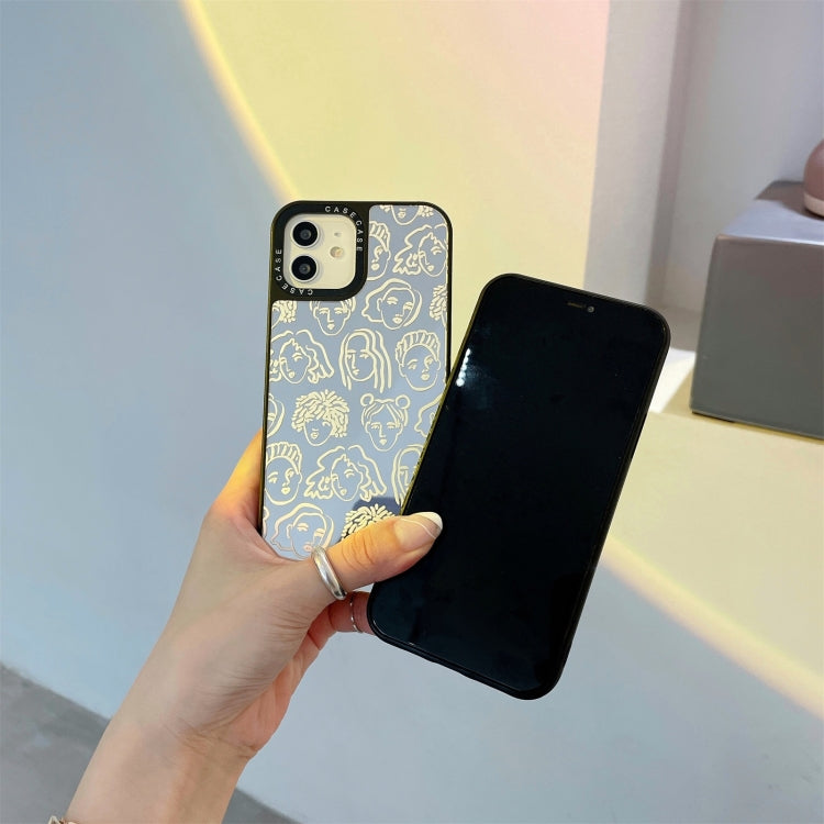 For iPhone 11 Pro Max Mirror Series Abstract Artistic Portrait Protective Case