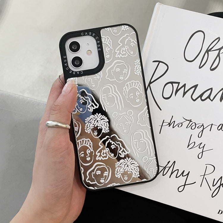 For iPhone 12 Pro Max Mirror Series Abstract Artistic Portrait Protective Case