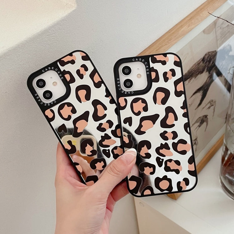 For iPhone 12 Pro Max Mirror Series Classic Yellow Leopard Print Protective Case