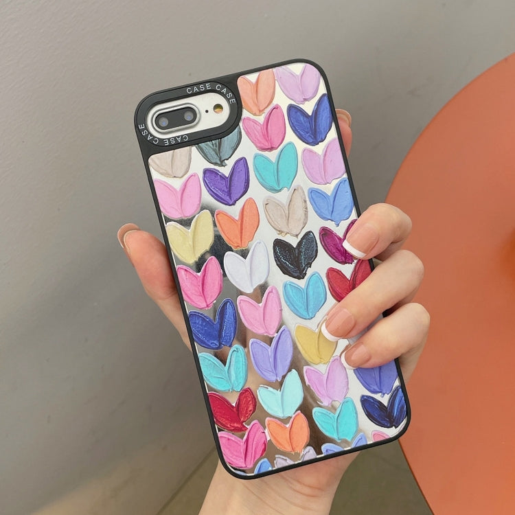 For iPhone SE 2022 / SE 2020 / 8 / 7 Mirror Series Colorful Hearts Pattern Protective Case