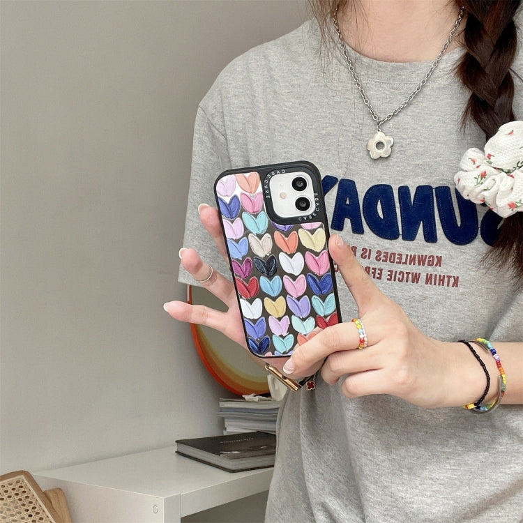 For iPhone 11 Pro Max Mirror Series Colorful Hearts Pattern Protective Case
