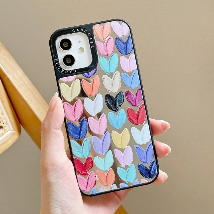 For iPhone 12 Pro Max Mirror Series Colorful Hearts Pattern Protective Case