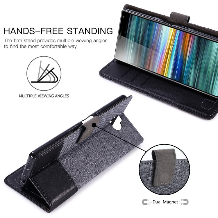 For Sony Xperia 10 MUXMA MX102 Horizontal Flip Canvas Leather Case with Stand & Card Slot & Wallet Function