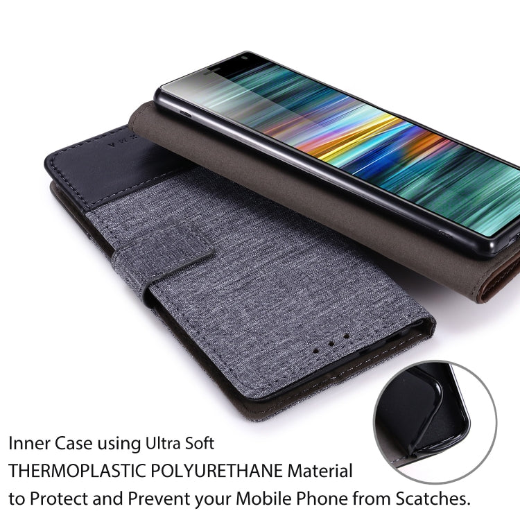 For Sony Xperia 10 MUXMA MX102 Horizontal Flip Canvas Leather Case with Stand & Card Slot & Wallet Function