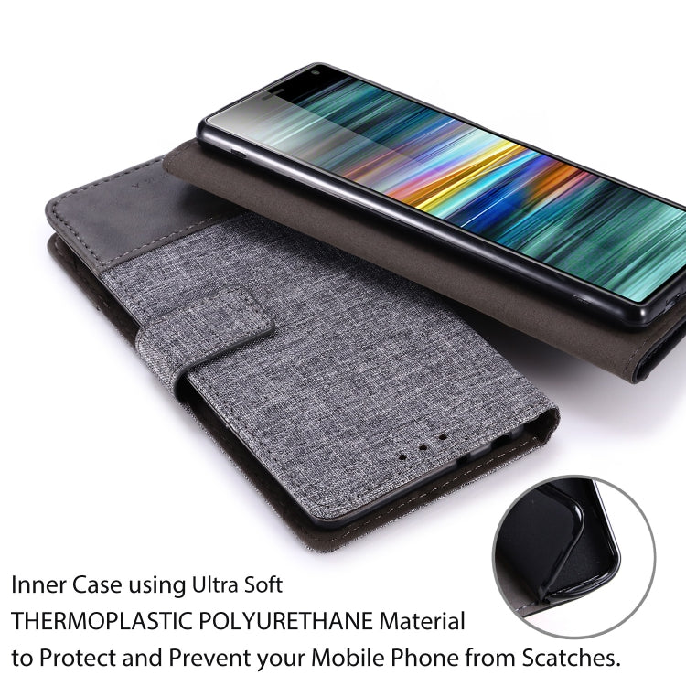For Sony Xperia 10 MUXMA MX102 Horizontal Flip Canvas Leather Case with Stand & Card Slot & Wallet Function