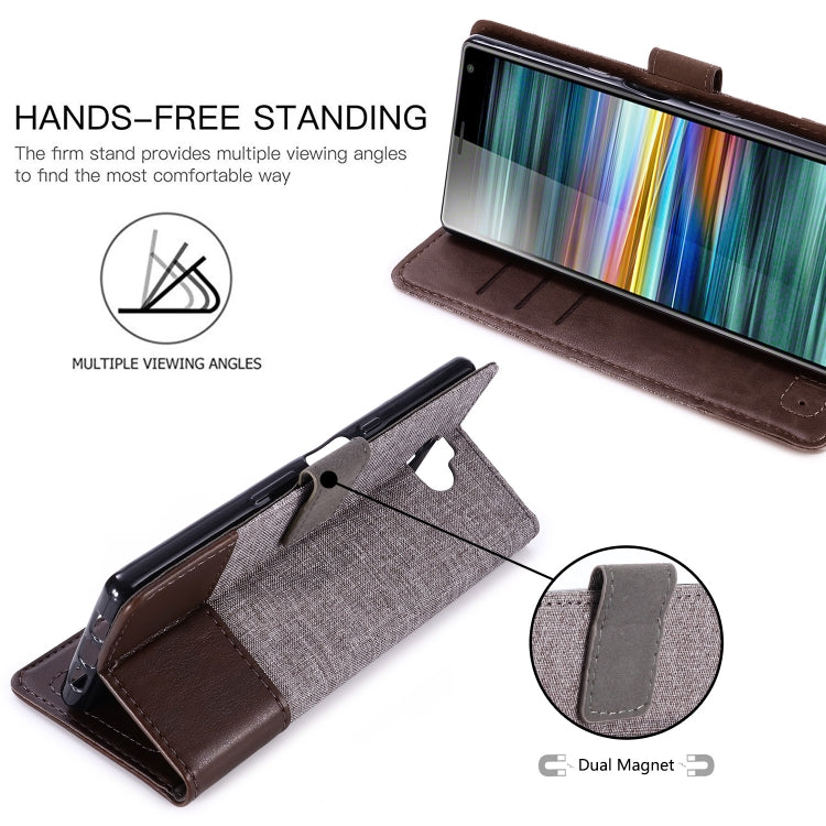 For Sony Xperia 10 MUXMA MX102 Horizontal Flip Canvas Leather Case with Stand & Card Slot & Wallet Function