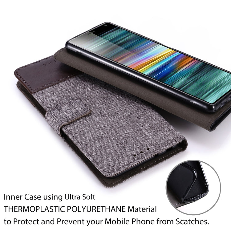 For Sony Xperia 10 MUXMA MX102 Horizontal Flip Canvas Leather Case with Stand & Card Slot & Wallet Function