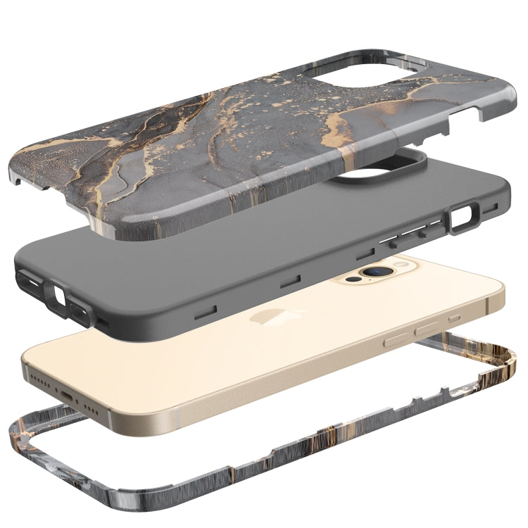 For iPhone 12 / 12 Pro Varnishing Water Stick TPU + Hard Plastic Shockproof Protective Case