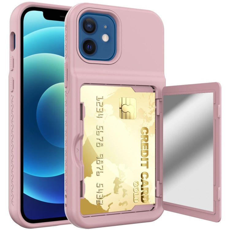 For iPhone 12 mini Shockproof PC + TPU Protective Case with Card Slots & Mirror