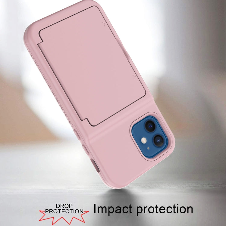 For iPhone 12 mini Shockproof PC + TPU Protective Case with Card Slots & Mirror
