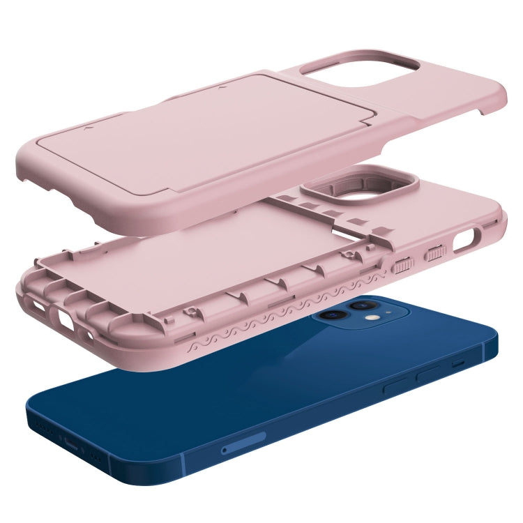 For iPhone 12 mini Shockproof PC + TPU Protective Case with Card Slots & Mirror