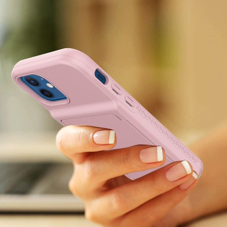 For iPhone 12 mini Shockproof PC + TPU Protective Case with Card Slots & Mirror