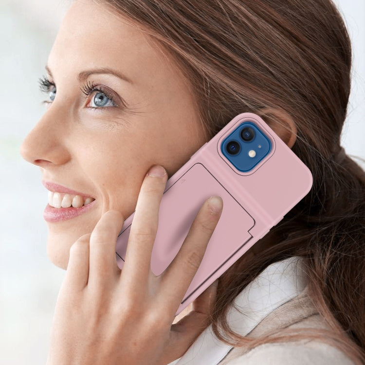 For iPhone 12 mini Shockproof PC + TPU Protective Case with Card Slots & Mirror