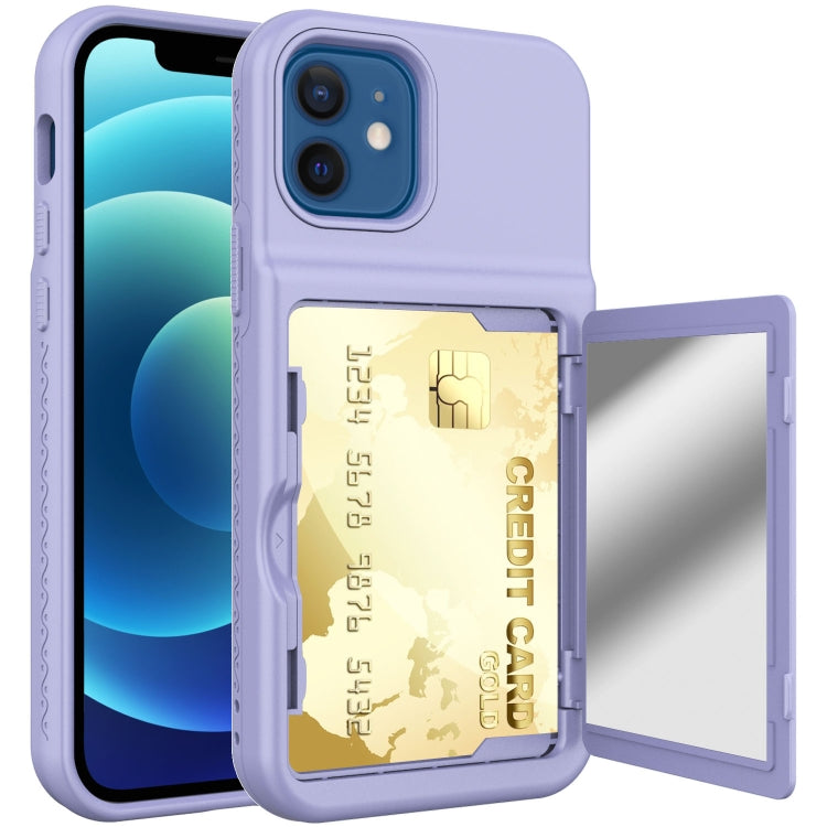 For iPhone 12 mini Shockproof PC + TPU Protective Case with Card Slots & Mirror