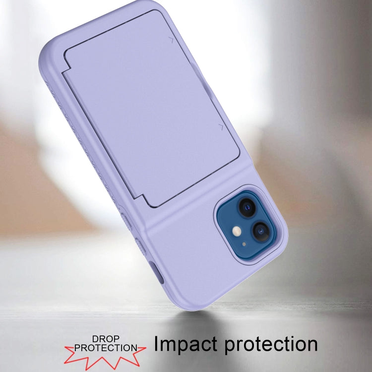 For iPhone 12 mini Shockproof PC + TPU Protective Case with Card Slots & Mirror