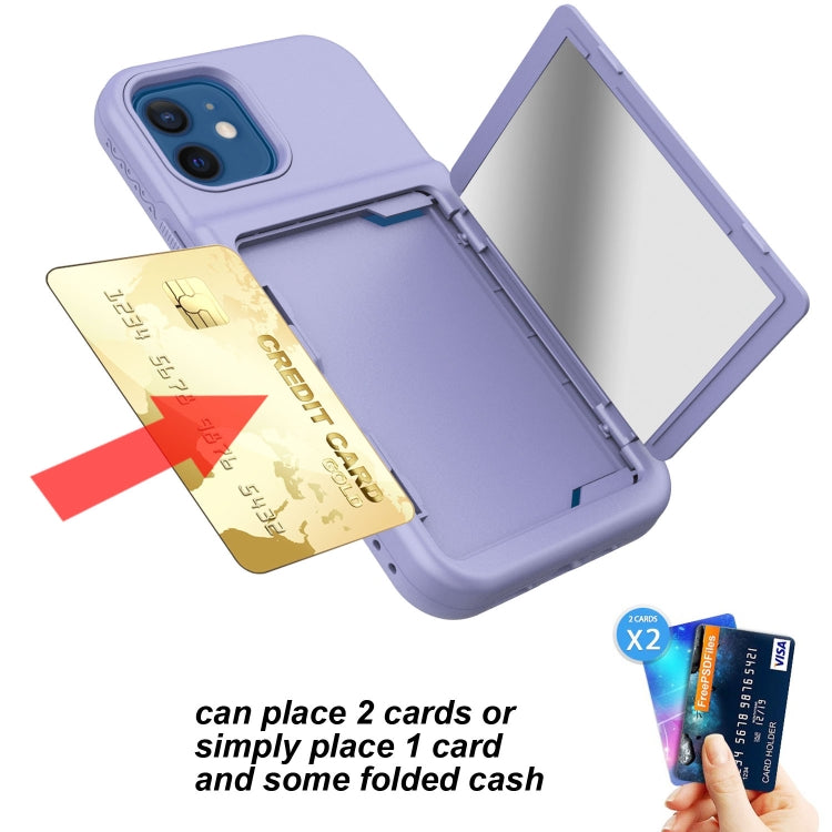 For iPhone 12 mini Shockproof PC + TPU Protective Case with Card Slots & Mirror