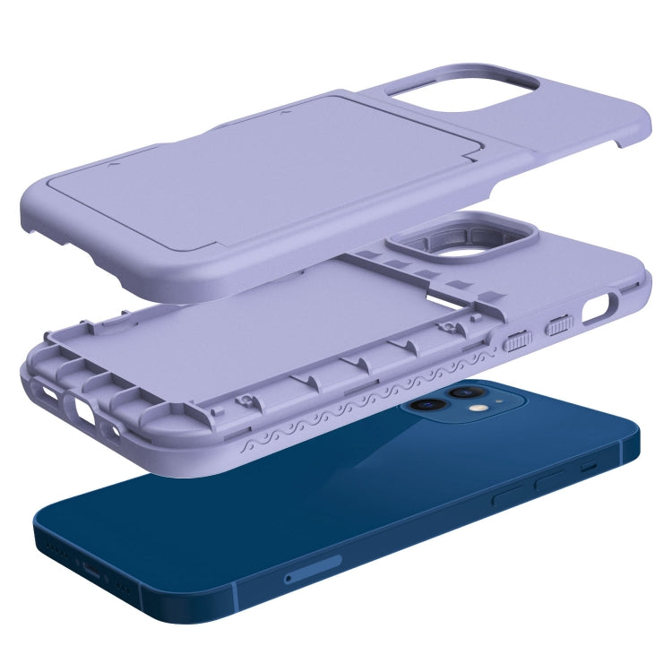 For iPhone 12 mini Shockproof PC + TPU Protective Case with Card Slots & Mirror