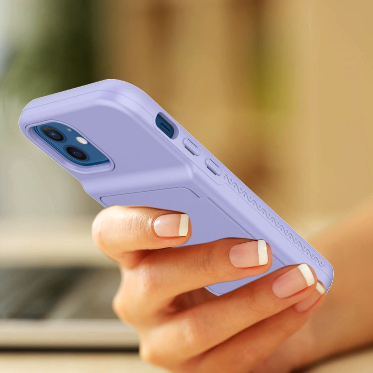 For iPhone 12 mini Shockproof PC + TPU Protective Case with Card Slots & Mirror