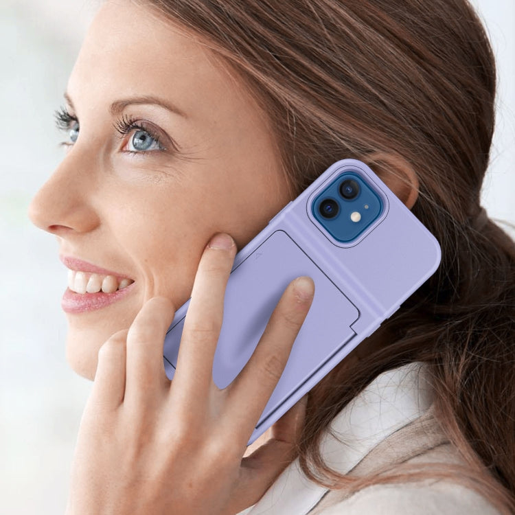 For iPhone 12 mini Shockproof PC + TPU Protective Case with Card Slots & Mirror
