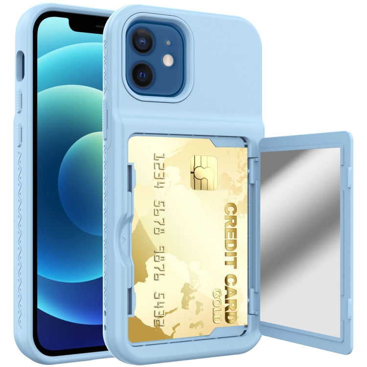 For iPhone 12 mini Shockproof PC + TPU Protective Case with Card Slots & Mirror