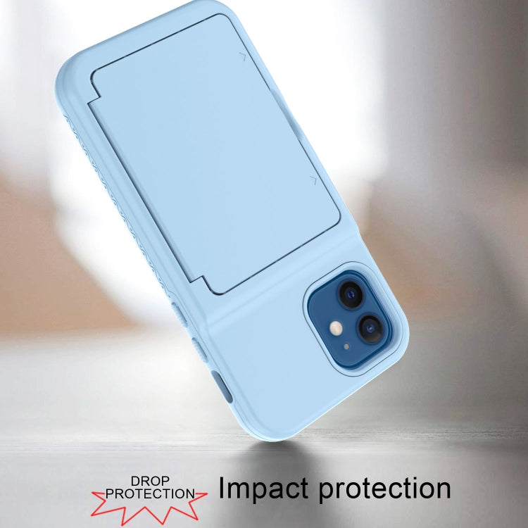 For iPhone 12 mini Shockproof PC + TPU Protective Case with Card Slots & Mirror