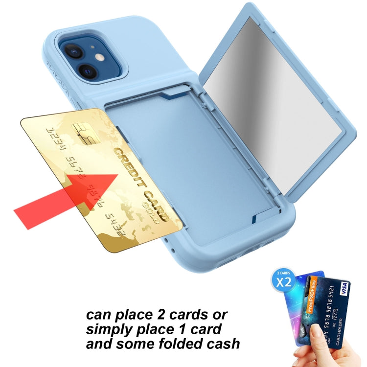 For iPhone 12 mini Shockproof PC + TPU Protective Case with Card Slots & Mirror