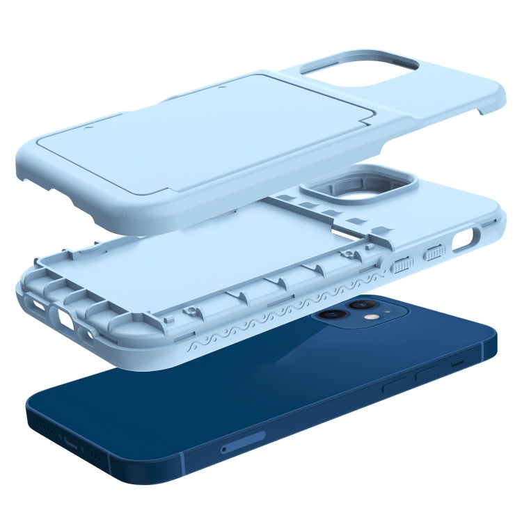 For iPhone 12 mini Shockproof PC + TPU Protective Case with Card Slots & Mirror
