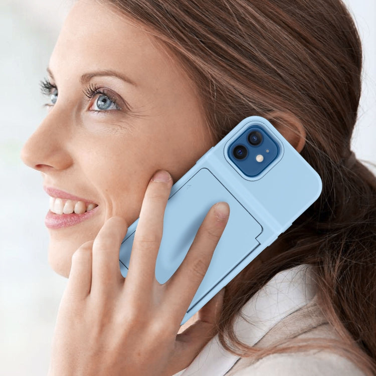 For iPhone 12 mini Shockproof PC + TPU Protective Case with Card Slots & Mirror