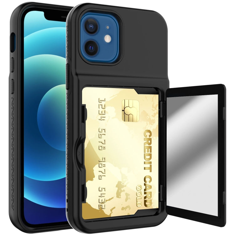 For iPhone 12 mini Shockproof PC + TPU Protective Case with Card Slots & Mirror