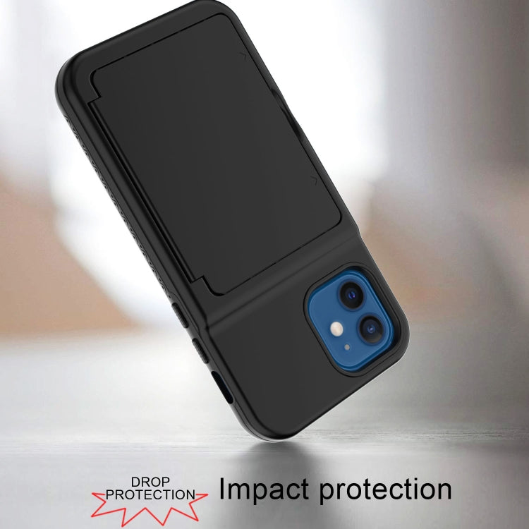 For iPhone 12 mini Shockproof PC + TPU Protective Case with Card Slots & Mirror