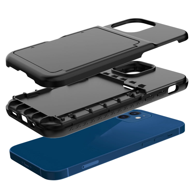 For iPhone 12 mini Shockproof PC + TPU Protective Case with Card Slots & Mirror