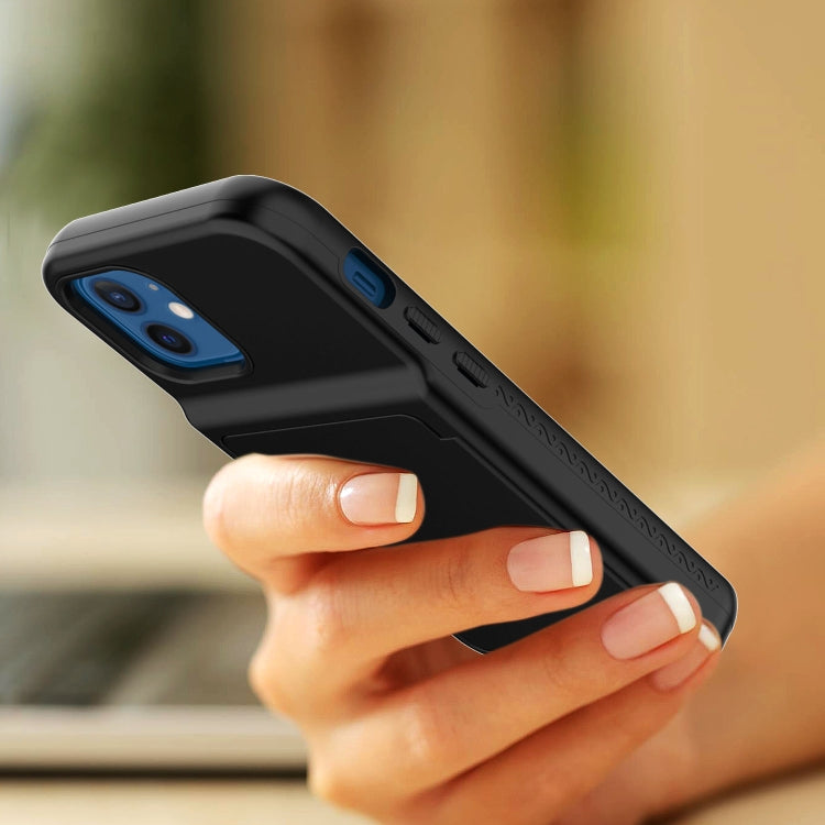 For iPhone 12 mini Shockproof PC + TPU Protective Case with Card Slots & Mirror
