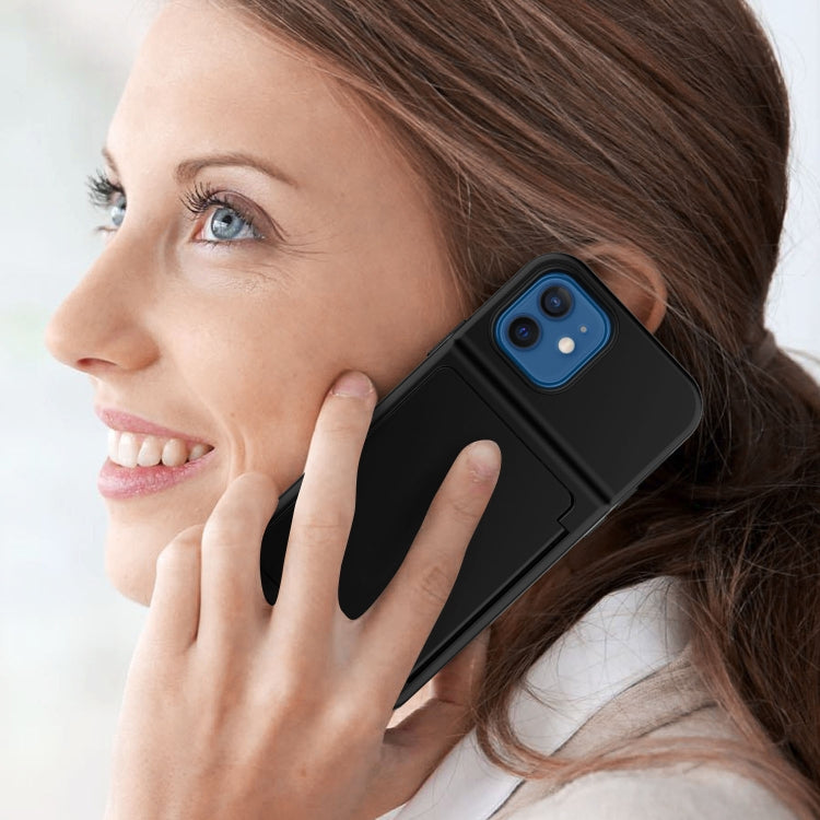 For iPhone 12 mini Shockproof PC + TPU Protective Case with Card Slots & Mirror