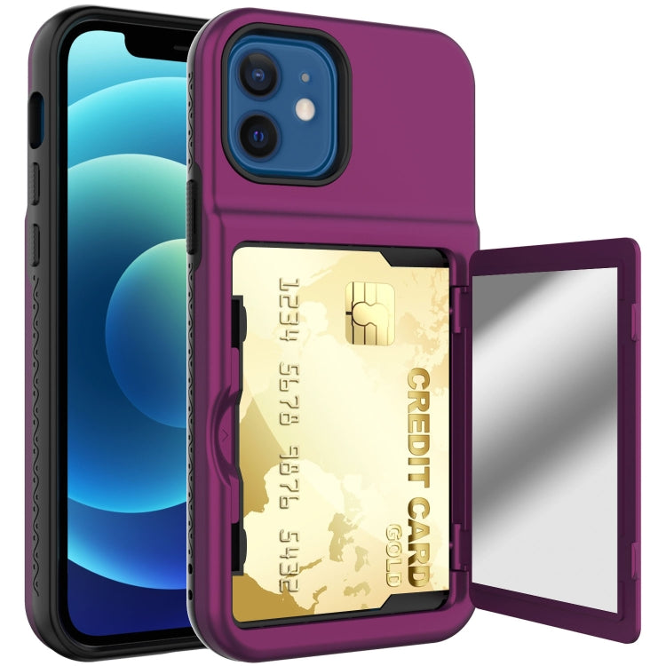 For iPhone 12 mini Shockproof PC + TPU Protective Case with Card Slots & Mirror