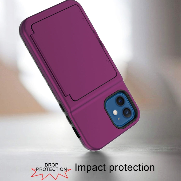 For iPhone 12 mini Shockproof PC + TPU Protective Case with Card Slots & Mirror