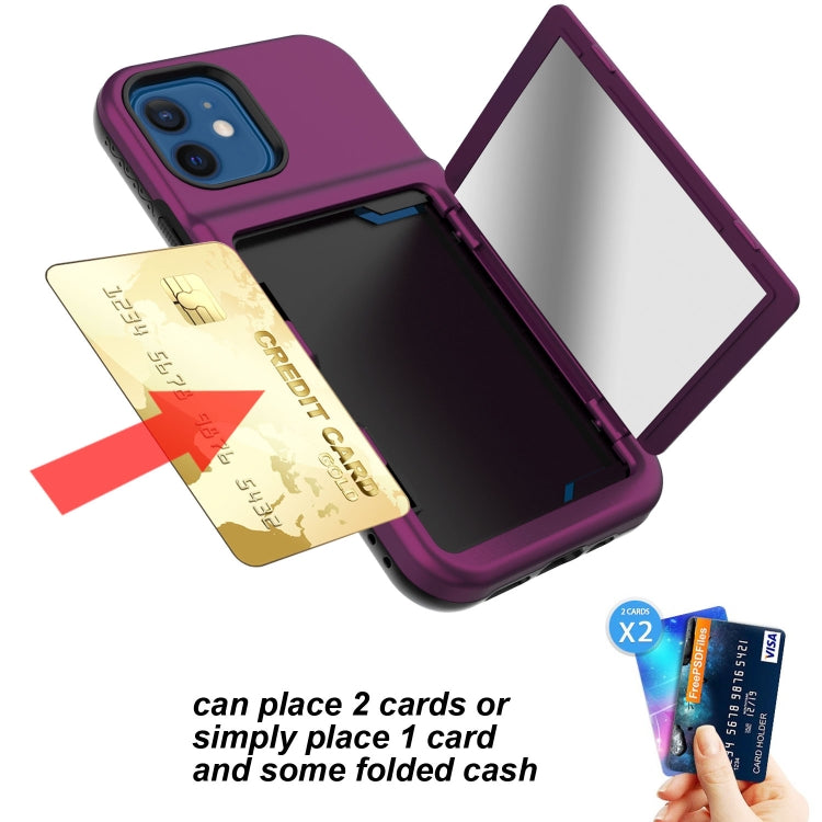 For iPhone 12 mini Shockproof PC + TPU Protective Case with Card Slots & Mirror
