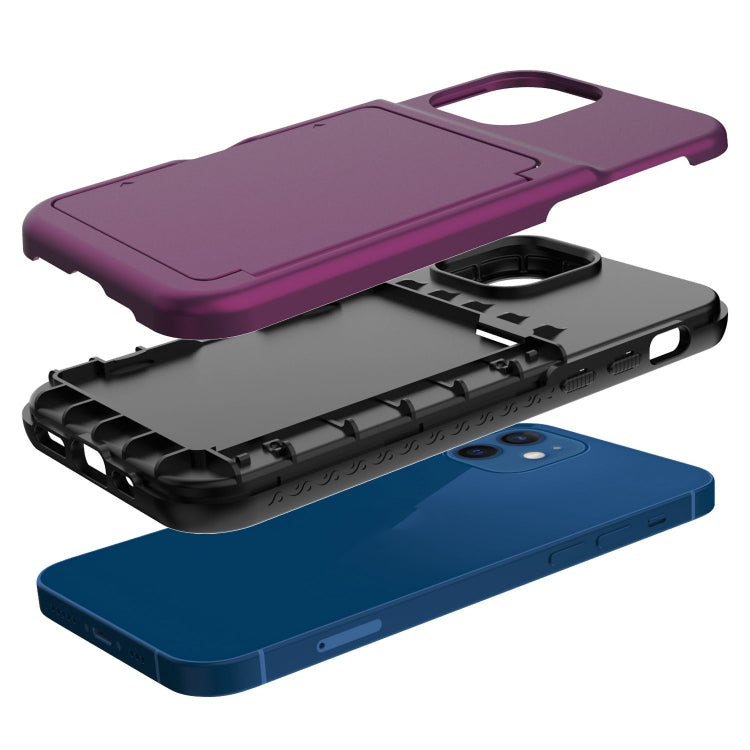 For iPhone 12 mini Shockproof PC + TPU Protective Case with Card Slots & Mirror