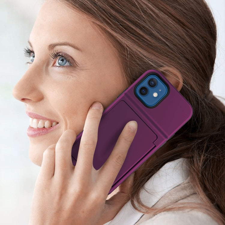For iPhone 12 mini Shockproof PC + TPU Protective Case with Card Slots & Mirror